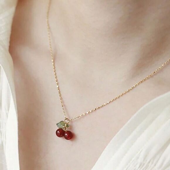 Anthropologie Jewelry - Cherry Pendant Necklace #1563